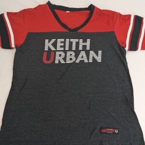 Keith Urban GraffitiU 2018 Concert Tee Jersey Style Sleeves Red&Grey XL